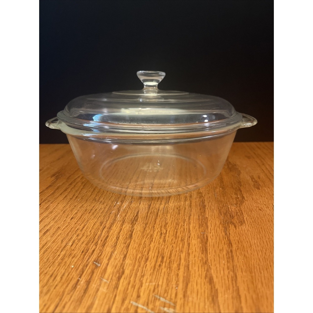 Vintage Fire King Anchor Hocking Clear 2qt Casserole With Lid